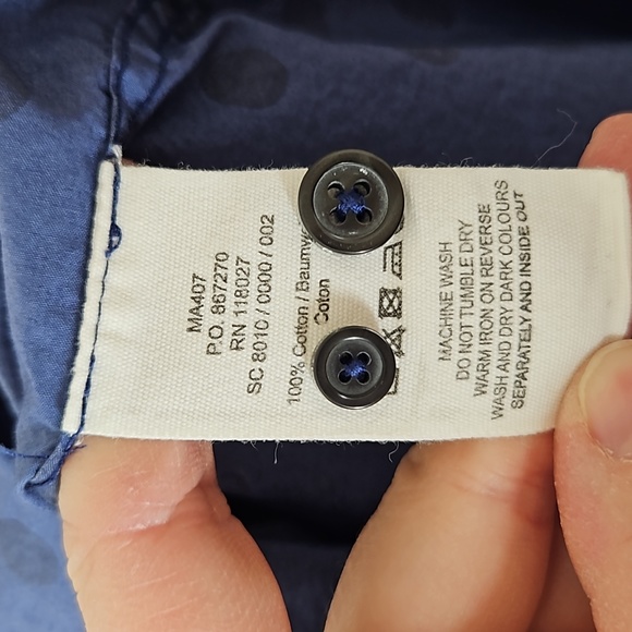 Boden Men's Blue Polka Dot Cotton Button Down Shirt Size Large - Picture 6 of 9